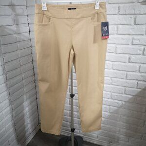 NWT Chaps Ladies Size Large Tan Pull On Comfort Stretch Hampton Khaki Pants